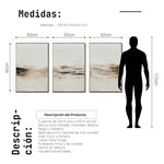 Cargar imagen en el visor de la galería, Set Cuadros Decorativos Abstracto Negro Arena 2-261 - Triptico Moderno y Minimalista Arte Estilo Nordico en Tonos Beige y Negro
