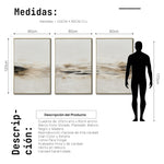 Cargar imagen en el visor de la galería, Set Cuadros Decorativos Abstracto Negro Arena 2-261 - Triptico Moderno y Minimalista Arte Estilo Nordico en Tonos Beige y Negro
