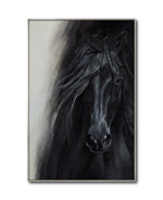Cargar imagen en el visor de la galería, Cuadro Decorativo Abstracto Negro Arena 2-262 - Caballo Negro Arte Moderno Estilo Boho en tonos Neutros
