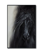 Cargar imagen en el visor de la galería, Cuadro Decorativo Abstracto Negro Arena 2-262 - Caballo Negro Arte Moderno Estilo Boho en tonos Neutros
