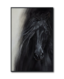 Cuadro Decorativo Abstracto Negro Arena 2-262 - Caballo Negro Arte Moderno Estilo Boho en tonos Neutros