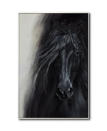 Cargar imagen en el visor de la galería, Cuadro Decorativo Abstracto Negro Arena 2-262 - Caballo Negro Arte Moderno Estilo Boho en tonos Neutros
