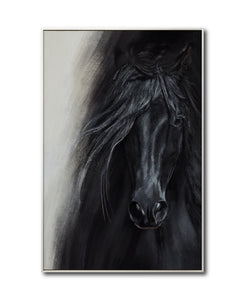 Cuadro Decorativo Abstracto Negro Arena 2-262 - Caballo Negro Arte Moderno Estilo Boho en tonos Neutros