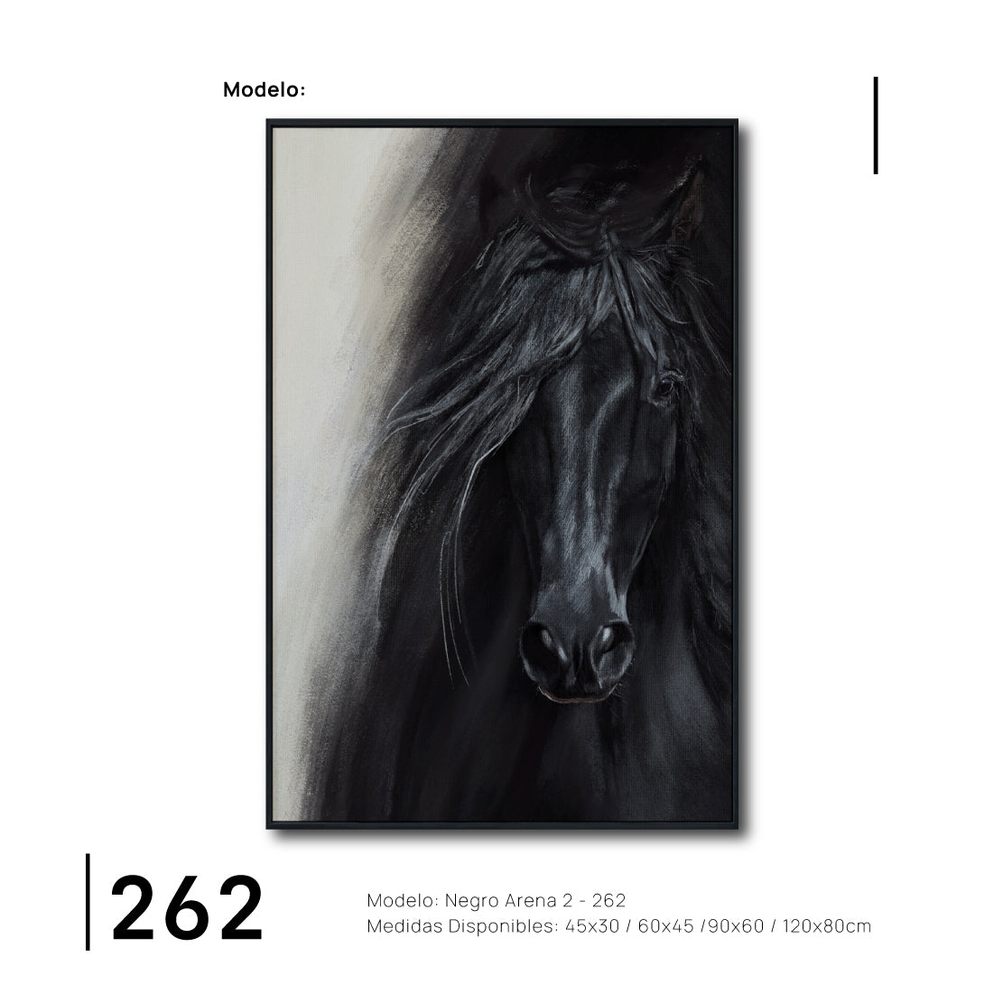 Cuadro Decorativo Abstracto Negro Arena 2-262 - Caballo Negro Arte Moderno Estilo Boho en tonos Neutros