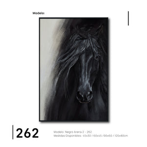 Cuadro Decorativo Abstracto Negro Arena 2-262 - Caballo Negro Arte Moderno Estilo Boho en tonos Neutros