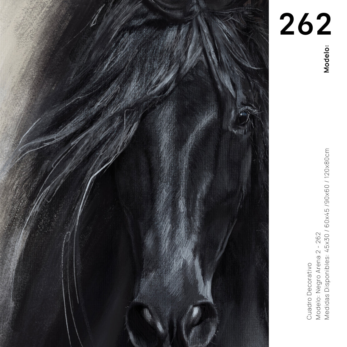 Cuadro Decorativo Abstracto Negro Arena 2-262 - Caballo Negro Arte Moderno Estilo Boho en tonos Neutros