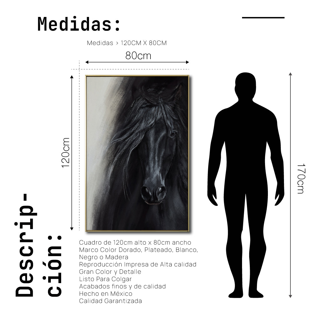Cuadro Decorativo Abstracto Negro Arena 2-262 - Caballo Negro Arte Moderno Estilo Boho en tonos Neutros