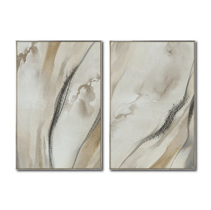 Set Cuadros Decorativos Abstracto Negro Arena 2 - 263- Diptico Moderno y Elegante Arte Minimalista Estilo Nordico en Tonos Neutros