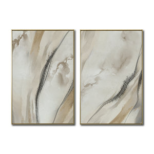 Set Cuadros Decorativos Abstracto Negro Arena 2 - 263- Diptico Moderno y Elegante Arte Minimalista Estilo Nordico en Tonos Neutros