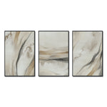 Cargar imagen en el visor de la galería, Set Cuadros Decorativos Abstracto Negro Arena 2 - 263 - Triptico Moderno y Elegante Arte Minimalista Estilo Nordico en Tonos Neutros
