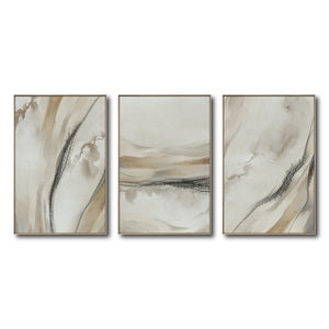 Set Cuadros Decorativos Abstracto Negro Arena 2 - 263 - Triptico Moderno y Elegante Arte Minimalista Estilo Nordico en Tonos Neutros
