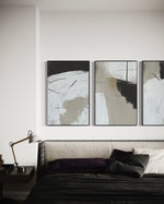Cargar imagen en el visor de la galería, Set Cuadros Decorativos Abstracto Negro Arena 2 - 243 - Triptico Moderno y Elegante Estilo Nordico Boho Tonos Neutros

