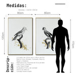 Cargar imagen en el visor de la galería, Set Cuadros Decorativos Abstracto Negro Arena 2 - 264 - Diptico Boceto de Pájaros Arte de Aves En Blanco, Negro y Dorado Oro
