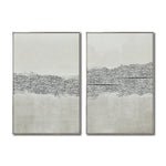 Cargar imagen en el visor de la galería, Set Cuadros Decorativos Abstracto Negro Arena 2 - 265 -Díptico Moderno y Minimalista Estilo Boho con Texturas en Nonos Neutros

