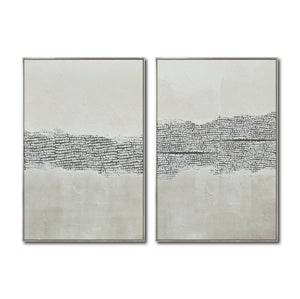 Set Cuadros Decorativos Abstracto Negro Arena 2 - 265 -Díptico Moderno y Minimalista Estilo Boho con Texturas en Nonos Neutros