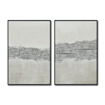 Cargar imagen en el visor de la galería, Set Cuadros Decorativos Abstracto Negro Arena 2 - 265 -Díptico Moderno y Minimalista Estilo Boho con Texturas en Nonos Neutros

