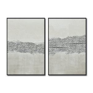 Set Cuadros Decorativos Abstracto Negro Arena 2 - 265 -Díptico Moderno y Minimalista Estilo Boho con Texturas en Nonos Neutros