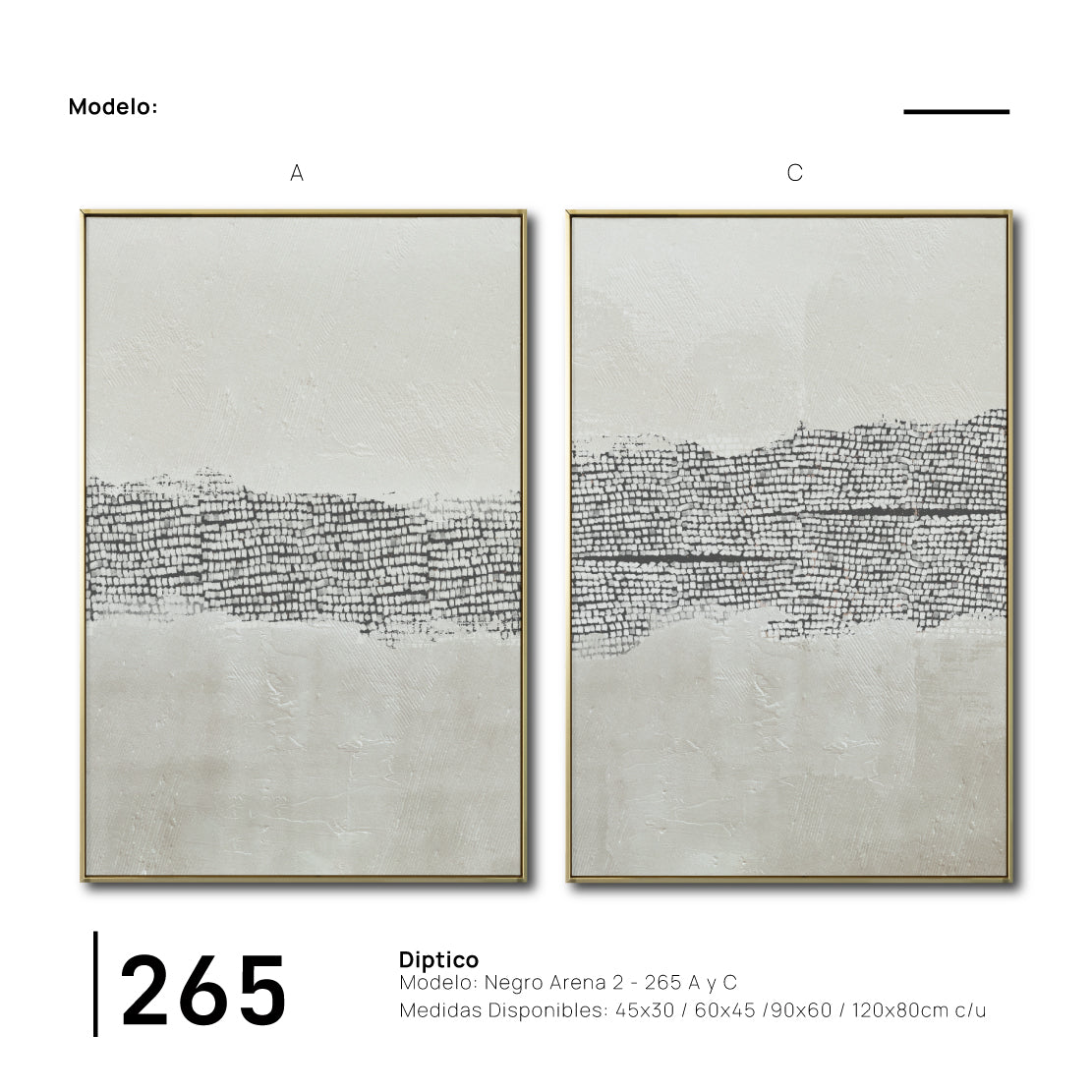 Set Cuadros Decorativos Abstracto Negro Arena 2 - 265 -Díptico Moderno y Minimalista Estilo Boho con Texturas en Nonos Neutros
