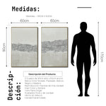 Cargar imagen en el visor de la galería, Set Cuadros Decorativos Abstracto Negro Arena 2 - 265 -Díptico Moderno y Minimalista Estilo Boho con Texturas en Nonos Neutros

