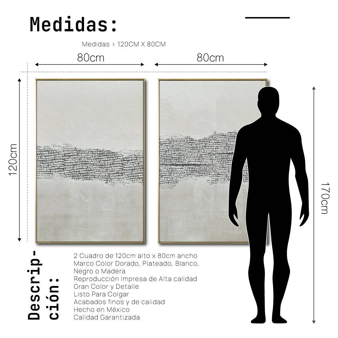 Set Cuadros Decorativos Abstracto Negro Arena 2 - 265 -Díptico Moderno y Minimalista Estilo Boho con Texturas en Nonos Neutros