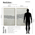 Cargar imagen en el visor de la galería, Set Cuadros Decorativos Abstracto Negro Arena 2 - 265 -Díptico Moderno y Minimalista Estilo Boho con Texturas en Nonos Neutros
