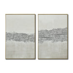 Cargar imagen en el visor de la galería, Set Cuadros Decorativos Abstracto Negro Arena 2 - 265 -Díptico Moderno y Minimalista Estilo Boho con Texturas en Nonos Neutros
