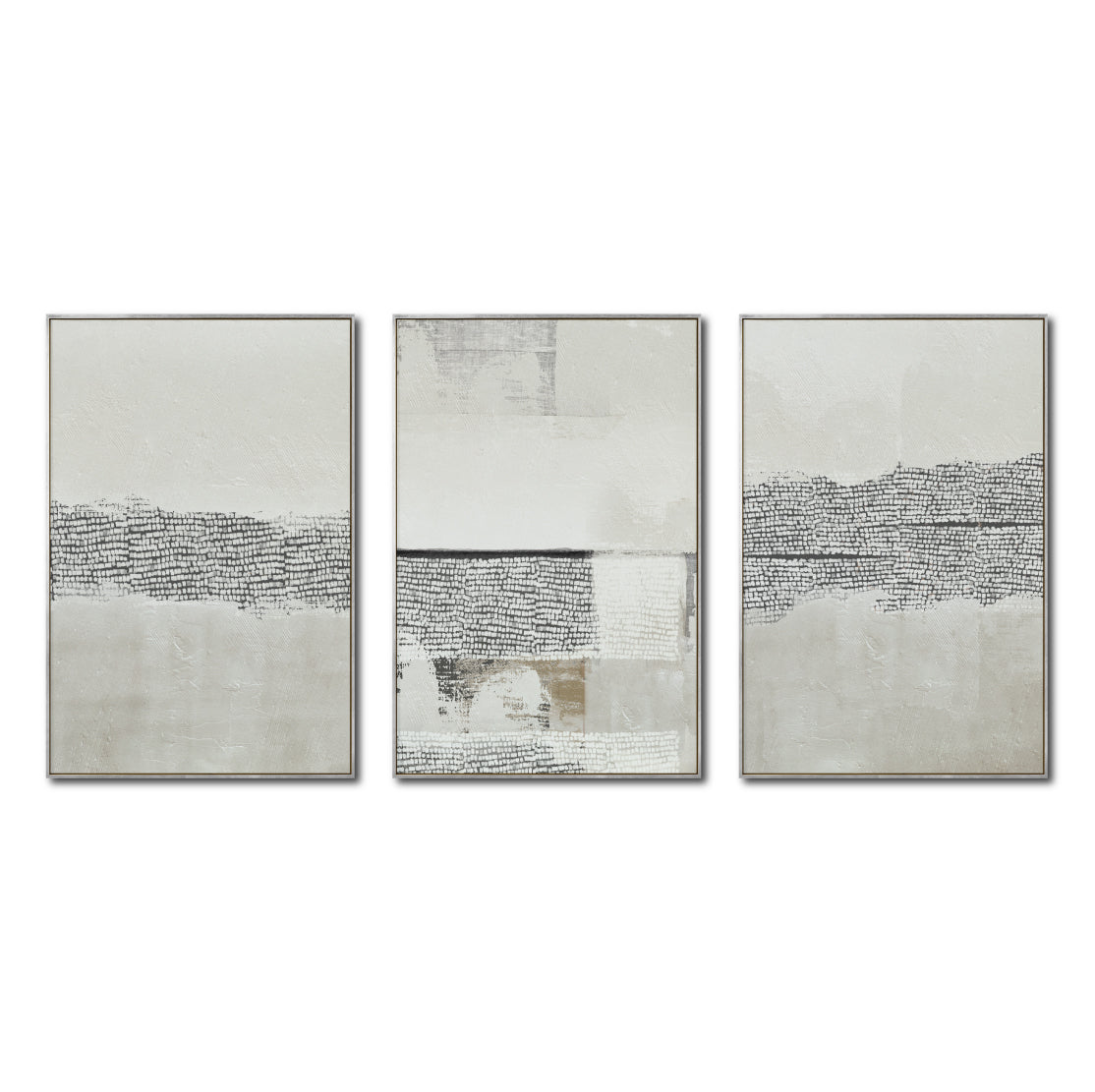 Set Cuadros Decorativos Abstract Colors 2 - 265 - Triptico Moderno y Elegante Arte Estilo Boho con Textura en Tonos Neutros