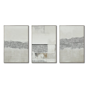 Set Cuadros Decorativos Abstract Colors 2 - 265 - Triptico Moderno y Elegante Arte Estilo Boho con Textura en Tonos Neutros