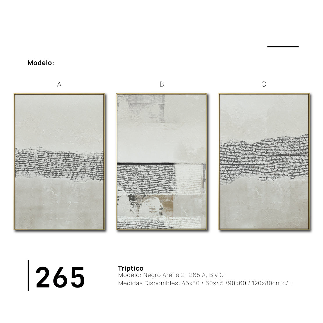 Set Cuadros Decorativos Abstract Colors 2 - 265 - Triptico Moderno y Elegante Arte Estilo Boho con Textura en Tonos Neutros