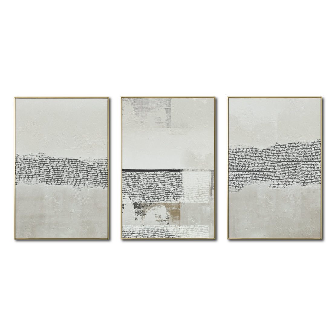 Set Cuadros Decorativos Abstract Colors 2 - 265 - Triptico Moderno y Elegante Arte Estilo Boho con Textura en Tonos Neutros