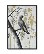 Cargar imagen en el visor de la galería, Cuadro Decorativo Abstracto Negro Arena 2-266 - Perico, Loro, Aves En Blanco y Negro Arte Elegante con Dorado Oro
