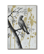 Cargar imagen en el visor de la galería, Cuadro Decorativo Abstracto Negro Arena 2-266 - Perico, Loro, Aves En Blanco y Negro Arte Elegante con Dorado Oro
