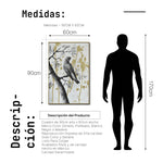Cargar imagen en el visor de la galería, Cuadro Decorativo Abstracto Negro Arena 2-266 - Perico, Loro, Aves En Blanco y Negro Arte Elegante con Dorado Oro
