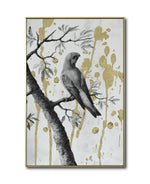 Cargar imagen en el visor de la galería, Cuadro Decorativo Abstracto Negro Arena 2-266 - Perico, Loro, Aves En Blanco y Negro Arte Elegante con Dorado Oro
