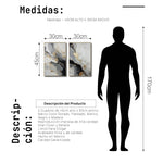 Cargar imagen en el visor de la galería, Set Cuadros Decorativos Abstracto Negro Arena 2-267 - Diptico Moderno y Elegante Arte Minimalista Estilo Nordico En Blanco, Negro ,Gris y Dorado Oro
