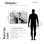 Cargar imagen en el visor de la galería, Set Cuadros Decorativos Abstracto Negro Arena 2-267 - Diptico Moderno y Elegante Arte Minimalista Estilo Nordico En Blanco, Negro ,Gris y Dorado Oro
