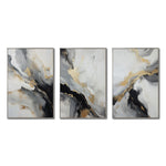 Cargar imagen en el visor de la galería, Set Cuadros Decorativos Abstracto Negro Arena 2-267 - Triptico Moderno y Elegante  Estilo Nordico En Blanco, Negro ,Gris y Dorado Oro
