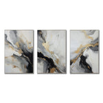 Cargar imagen en el visor de la galería, Set Cuadros Decorativos Abstracto Negro Arena 2-267 - Triptico Moderno y Elegante  Estilo Nordico En Blanco, Negro ,Gris y Dorado Oro

