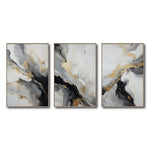 Cargar imagen en el visor de la galería, Set Cuadros Decorativos Abstracto Negro Arena 2-267 - Triptico Moderno y Elegante  Estilo Nordico En Blanco, Negro ,Gris y Dorado Oro
