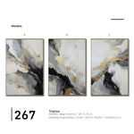 Cargar imagen en el visor de la galería, Set Cuadros Decorativos Abstracto Negro Arena 2-267 - Triptico Moderno y Elegante  Estilo Nordico En Blanco, Negro ,Gris y Dorado Oro
