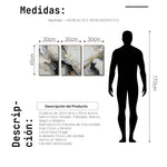 Cargar imagen en el visor de la galería, Set Cuadros Decorativos Abstracto Negro Arena 2-267 - Triptico Moderno y Elegante  Estilo Nordico En Blanco, Negro ,Gris y Dorado Oro
