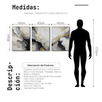 Cargar imagen en el visor de la galería, Set Cuadros Decorativos Abstracto Negro Arena 2-267 - Triptico Moderno y Elegante  Estilo Nordico En Blanco, Negro ,Gris y Dorado Oro
