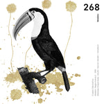 Cargar imagen en el visor de la galería, Cuadro Decorativo Abstracto Negro Arena 2-268 - Boceto de Tucan, Aves en Blanco, Negro y Dorado Oro Arte Moderno Estilo Boho
