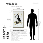 Cargar imagen en el visor de la galería, Cuadro Decorativo Abstracto Negro Arena 2-268 - Boceto de Tucan, Aves en Blanco, Negro y Dorado Oro Arte Moderno Estilo Boho

