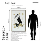 Cargar imagen en el visor de la galería, Cuadro Decorativo Abstracto Negro Arena 2-268 - Boceto de Tucan, Aves en Blanco, Negro y Dorado Oro Arte Moderno Estilo Boho
