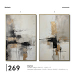Cargar imagen en el visor de la galería, Set Cuadros Decorativos Abstracto Negro Arena 2-269 - Diptico Moderno y Elegante En Negro, Beige y Dorado Oro
