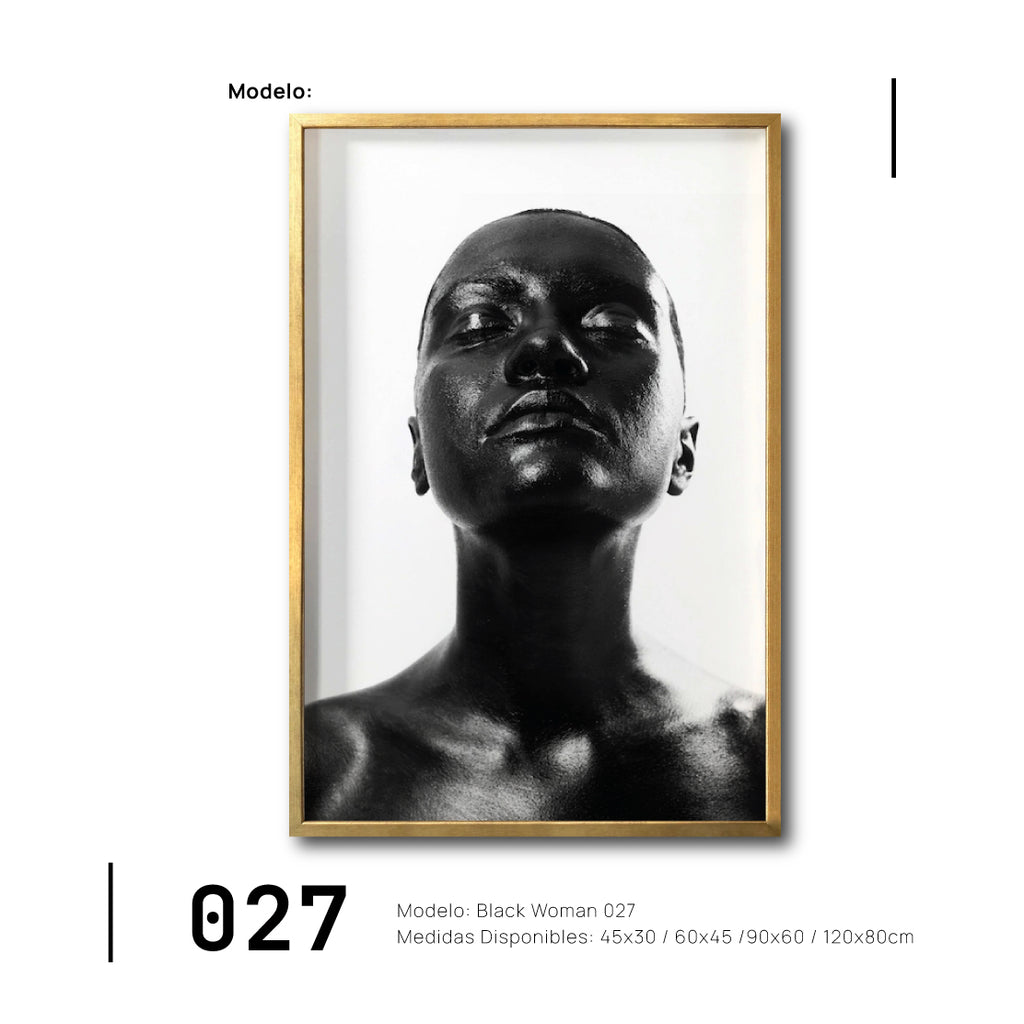 Venta de cuadros decorativos Mujer Negra Africana de calidad para tu comedor. 027. Arte en blanco y negro.