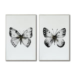 Cargar imagen en el visor de la galería, Cuadro Decorativo Abstracto Negro Arena 2-270 - Boceto Mariposas En Blanco, Negro y Dorado Arte Moderno Estilo Nordico
