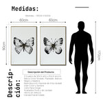 Cargar imagen en el visor de la galería, Cuadro Decorativo Abstracto Negro Arena 2-270 - Boceto Mariposas En Blanco, Negro y Dorado Arte Moderno Estilo Nordico
