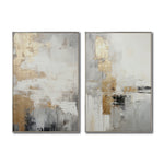 Cargar imagen en el visor de la galería, Cuadro Decorativo Abstracto Negro Arena 2-271- Diptico Moderno y Elegante en Tonos Negro, Gris, Beige y Dorado Oro

